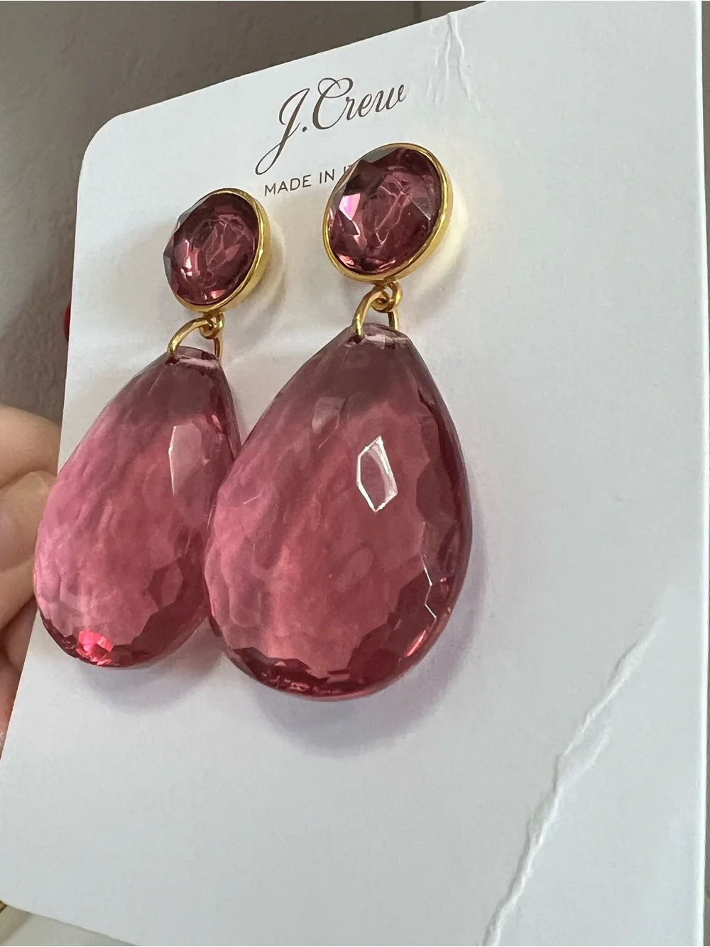 🩷NWT🩷 J.Crew Made-in-Italy faceted teardrop crystal earrings - Picture 3 of 8